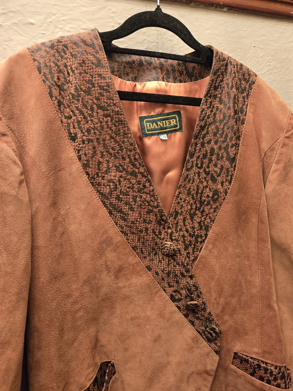 Vintage Danier Suede Leather Blazer Jacket LG Snake Print Western 90s - Picture 8 of 11